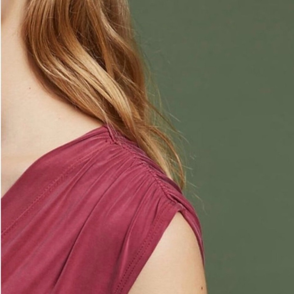 Eri + Ali Anthropologie Brielle Tunic Midi Sleeveless Wine Fuchsia Size S NWT - Picture 4 of 10